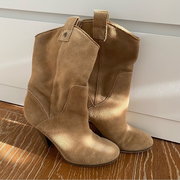 American Eagle Outfitters Shoes - Tan Suede Cowgirl High Heels Boots Size 7